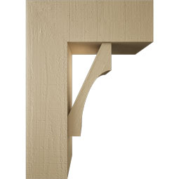 Ekena Millwork - BKTUR0756X20X28WTL05RCPR - Timberthane Faux Wood Westlake Style Bracket w/ Offset Brace, Block Ends, 7 1/2"W x 20"D x 28"H, Primed Tan