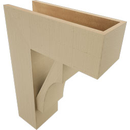Ekena Millwork - BKTUR0756X20X28WTL05RCPR - Timberthane Faux Wood Westlake Style Bracket w/ Offset Brace, Block Ends, 7 1/2"W x 20"D x 28"H, Primed Tan