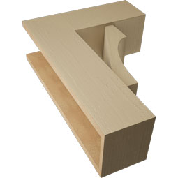 Ekena Millwork - BKTUR0756X20X28WTL05RCPR - Timberthane Faux Wood Westlake Style Bracket w/ Offset Brace, Block Ends, 7 1/2"W x 20"D x 28"H, Primed Tan
