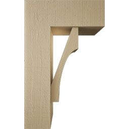Ekena Millwork - BKTUR0756X20X32WTL05RCPR - Timberthane Faux Wood Westlake Style Bracket w/ Offset Brace, Block Ends, 7 1/2"W x 20"D x 32"H, Primed Tan
