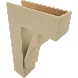 Ekena Millwork - BKTUR0756X20X32WTL05RCPR - Timberthane Faux Wood Westlake Style Bracket w/ Offset Brace, Block Ends, 7 1/2"W x 20"D x 32"H, Primed Tan