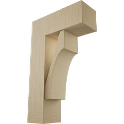 Ekena Millwork - BKTUR0756X20X32WTL05RCPR - Timberthane Faux Wood Westlake Style Bracket w/ Offset Brace, Block Ends, 7 1/2"W x 20"D x 32"H, Primed Tan