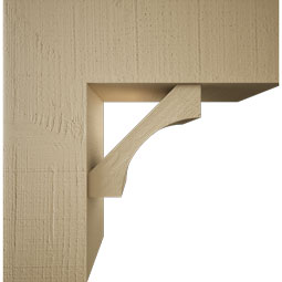 Ekena Millwork - BKTUR0756X22X22WTL05RCPR - Timberthane Faux Wood Westlake Style Bracket w/ Offset Brace, Block Ends, 7 1/2"W x 22"D x 22"H, Primed Tan