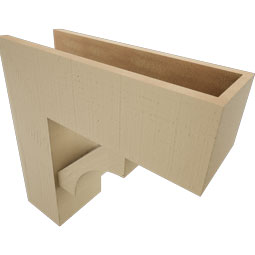 Ekena Millwork - BKTUR0756X22X22WTL05RCPR - Timberthane Faux Wood Westlake Style Bracket w/ Offset Brace, Block Ends, 7 1/2"W x 22"D x 22"H, Primed Tan