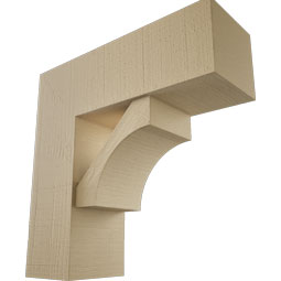 Ekena Millwork - BKTUR0756X22X22WTL05RCPR - Timberthane Faux Wood Westlake Style Bracket w/ Offset Brace, Block Ends, 7 1/2"W x 22"D x 22"H, Primed Tan