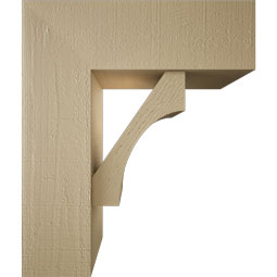 Ekena Millwork - BKTUR0756X22X26WTL05RCPR - Timberthane Faux Wood Westlake Style Bracket w/ Offset Brace, Block Ends, 7 1/2"W x 22"D x 26"H, Primed Tan