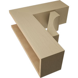 Ekena Millwork - BKTUR0756X22X26WTL05RCPR - Timberthane Faux Wood Westlake Style Bracket w/ Offset Brace, Block Ends, 7 1/2"W x 22"D x 26"H, Primed Tan