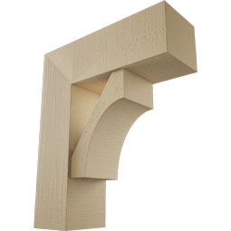 Ekena Millwork - BKTUR0756X22X26WTL05RCPR - Timberthane Faux Wood Westlake Style Bracket w/ Offset Brace, Block Ends, 7 1/2"W x 22"D x 26"H, Primed Tan