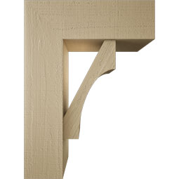Ekena Millwork - BKTUR0756X22X30WTL05RCPR - Timberthane Faux Wood Westlake Style Bracket w/ Offset Brace, Block Ends, 7 1/2"W x 22"D x 30"H, Primed Tan