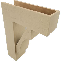 Ekena Millwork - BKTUR0756X22X30WTL05RCPR - Timberthane Faux Wood Westlake Style Bracket w/ Offset Brace, Block Ends, 7 1/2"W x 22"D x 30"H, Primed Tan