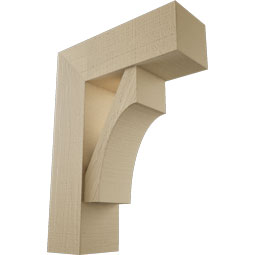 Ekena Millwork - BKTUR0756X22X30WTL05RCPR - Timberthane Faux Wood Westlake Style Bracket w/ Offset Brace, Block Ends, 7 1/2"W x 22"D x 30"H, Primed Tan