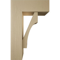 Ekena Millwork - BKTUR0756X22X34WTL05RCPR - Timberthane Faux Wood Westlake Style Bracket w/ Offset Brace, Block Ends, 7 1/2"W x 22"D x 34"H, Primed Tan