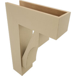 Ekena Millwork - BKTUR0756X22X34WTL05RCPR - Timberthane Faux Wood Westlake Style Bracket w/ Offset Brace, Block Ends, 7 1/2"W x 22"D x 34"H, Primed Tan