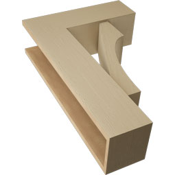 Ekena Millwork - BKTUR0756X22X34WTL05RCPR - Timberthane Faux Wood Westlake Style Bracket w/ Offset Brace, Block Ends, 7 1/2"W x 22"D x 34"H, Primed Tan