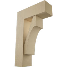 Ekena Millwork - BKTUR0756X22X34WTL05RCPR - Timberthane Faux Wood Westlake Style Bracket w/ Offset Brace, Block Ends, 7 1/2"W x 22"D x 34"H, Primed Tan