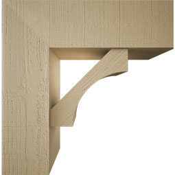 Ekena Millwork - BKTUR0756X24X24WTL05RCPR - Timberthane Faux Wood Westlake Style Bracket w/ Offset Brace, Block Ends, 7 1/2"W x 24"D x 24"H, Primed Tan