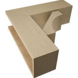 Ekena Millwork - BKTUR0756X24X24WTL05RCPR - Timberthane Faux Wood Westlake Style Bracket w/ Offset Brace, Block Ends, 7 1/2"W x 24"D x 24"H, Primed Tan