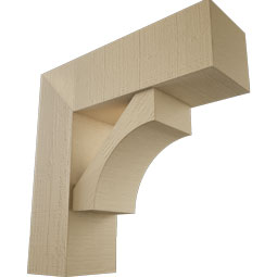Ekena Millwork - BKTUR0756X24X24WTL05RCPR - Timberthane Faux Wood Westlake Style Bracket w/ Offset Brace, Block Ends, 7 1/2"W x 24"D x 24"H, Primed Tan