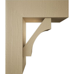 Ekena Millwork - BKTUR0756X24X28WTL05RCPR - Timberthane Faux Wood Westlake Style Bracket w/ Offset Brace, Block Ends, 7 1/2"W x 24"D x 28"H, Primed Tan