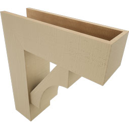Ekena Millwork - BKTUR0756X24X28WTL05RCPR - Timberthane Faux Wood Westlake Style Bracket w/ Offset Brace, Block Ends, 7 1/2"W x 24"D x 28"H, Primed Tan