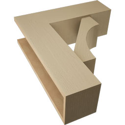 Ekena Millwork - BKTUR0756X24X28WTL05RCPR - Timberthane Faux Wood Westlake Style Bracket w/ Offset Brace, Block Ends, 7 1/2"W x 24"D x 28"H, Primed Tan
