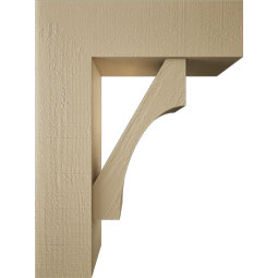 Ekena Millwork - BKTUR0756X24X32WTL05RCPR - Timberthane Faux Wood Westlake Style Bracket w/ Offset Brace, Block Ends, 7 1/2"W x 24"D x 32"H, Primed Tan