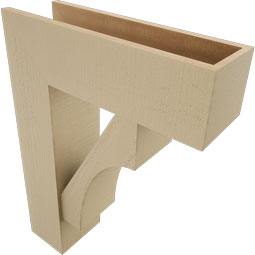 Ekena Millwork - BKTUR0756X24X32WTL05RCPR - Timberthane Faux Wood Westlake Style Bracket w/ Offset Brace, Block Ends, 7 1/2"W x 24"D x 32"H, Primed Tan