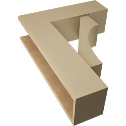 Ekena Millwork - BKTUR0756X24X32WTL05RCPR - Timberthane Faux Wood Westlake Style Bracket w/ Offset Brace, Block Ends, 7 1/2"W x 24"D x 32"H, Primed Tan