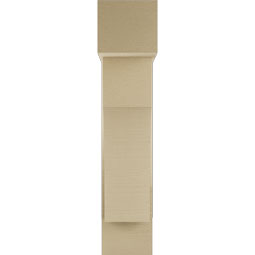 Ekena Millwork - BKTUR0756X24X36WTL05RCPR - Timberthane Faux Wood Westlake Style Bracket w/ Offset Brace, Block Ends, 7 1/2"W x 24"D x 36"H, Primed Tan