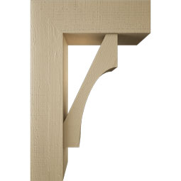 Ekena Millwork - BKTUR0756X24X36WTL05RCPR - Timberthane Faux Wood Westlake Style Bracket w/ Offset Brace, Block Ends, 7 1/2"W x 24"D x 36"H, Primed Tan