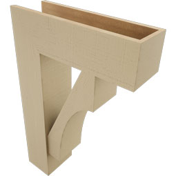 Ekena Millwork - BKTUR0756X24X36WTL05RCPR - Timberthane Faux Wood Westlake Style Bracket w/ Offset Brace, Block Ends, 7 1/2"W x 24"D x 36"H, Primed Tan