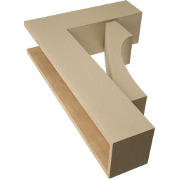 Ekena Millwork - BKTUR0756X24X36WTL05RCPR - Timberthane Faux Wood Westlake Style Bracket w/ Offset Brace, Block Ends, 7 1/2"W x 24"D x 36"H, Primed Tan
