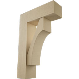 Ekena Millwork - BKTUR0756X24X36WTL05RCPR - Timberthane Faux Wood Westlake Style Bracket w/ Offset Brace, Block Ends, 7 1/2"W x 24"D x 36"H, Primed Tan