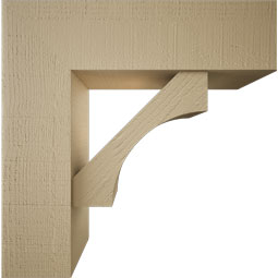 Ekena Millwork - BKTUR0756X26X26WTL05RCPR - Timberthane Faux Wood Westlake Style Bracket w/ Offset Brace, Block Ends, 7 1/2"W x 26"D x 26"H, Primed Tan