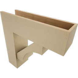 Ekena Millwork - BKTUR0756X26X26WTL05RCPR - Timberthane Faux Wood Westlake Style Bracket w/ Offset Brace, Block Ends, 7 1/2"W x 26"D x 26"H, Primed Tan