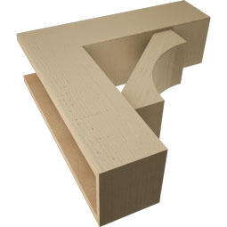 Ekena Millwork - BKTUR0756X26X26WTL05RCPR - Timberthane Faux Wood Westlake Style Bracket w/ Offset Brace, Block Ends, 7 1/2"W x 26"D x 26"H, Primed Tan