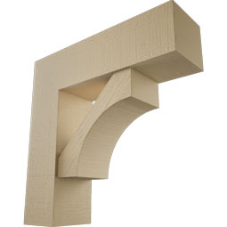 Ekena Millwork - BKTUR0756X26X26WTL05RCPR - Timberthane Faux Wood Westlake Style Bracket w/ Offset Brace, Block Ends, 7 1/2"W x 26"D x 26"H, Primed Tan