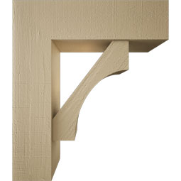 Ekena Millwork - BKTUR0756X26X30WTL05RCPR - Timberthane Faux Wood Westlake Style Bracket w/ Offset Brace, Block Ends, 7 1/2"W x 26"D x 30"H, Primed Tan