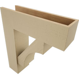 Ekena Millwork - BKTUR0756X26X30WTL05RCPR - Timberthane Faux Wood Westlake Style Bracket w/ Offset Brace, Block Ends, 7 1/2"W x 26"D x 30"H, Primed Tan