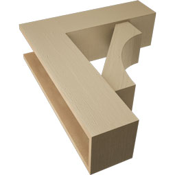 Ekena Millwork - BKTUR0756X26X30WTL05RCPR - Timberthane Faux Wood Westlake Style Bracket w/ Offset Brace, Block Ends, 7 1/2"W x 26"D x 30"H, Primed Tan