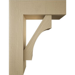 Ekena Millwork - BKTUR0756X26X34WTL05RCPR - Timberthane Faux Wood Westlake Style Bracket w/ Offset Brace, Block Ends, 7 1/2"W x 26"D x 34"H, Primed Tan