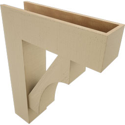 Ekena Millwork - BKTUR0756X26X34WTL05RCPR - Timberthane Faux Wood Westlake Style Bracket w/ Offset Brace, Block Ends, 7 1/2"W x 26"D x 34"H, Primed Tan
