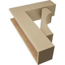 Ekena Millwork - BKTUR0756X26X34WTL05RCPR - Timberthane Faux Wood Westlake Style Bracket w/ Offset Brace, Block Ends, 7 1/2"W x 26"D x 34"H, Primed Tan