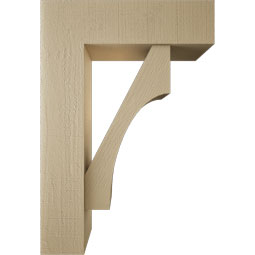 Ekena Millwork - BKTUR0756X26X38WTL05RCPR - Timberthane Faux Wood Westlake Style Bracket w/ Offset Brace, Block Ends, 7 1/2"W x 26"D x 38"H, Primed Tan