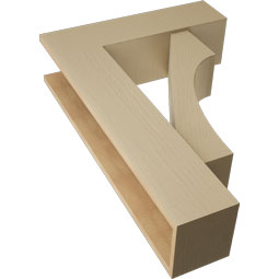 Ekena Millwork - BKTUR0756X26X38WTL05RCPR - Timberthane Faux Wood Westlake Style Bracket w/ Offset Brace, Block Ends, 7 1/2"W x 26"D x 38"H, Primed Tan