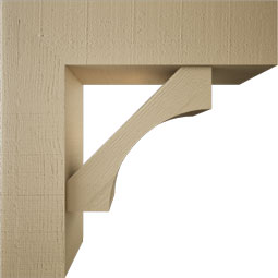 Ekena Millwork - BKTUR0756X28X28WTL05RCPR - Timberthane Faux Wood Westlake Style Bracket w/ Offset Brace, Block Ends, 7 1/2"W x 28"D x 28"H, Primed Tan