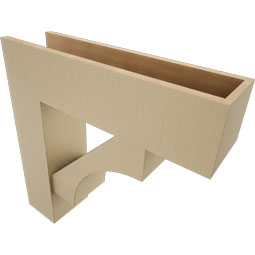 Ekena Millwork - BKTUR0756X28X28WTL05RCPR - Timberthane Faux Wood Westlake Style Bracket w/ Offset Brace, Block Ends, 7 1/2"W x 28"D x 28"H, Primed Tan