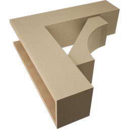 Ekena Millwork - BKTUR0756X28X28WTL05RCPR - Timberthane Faux Wood Westlake Style Bracket w/ Offset Brace, Block Ends, 7 1/2"W x 28"D x 28"H, Primed Tan