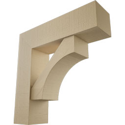 Ekena Millwork - BKTUR0756X28X28WTL05RCPR - Timberthane Faux Wood Westlake Style Bracket w/ Offset Brace, Block Ends, 7 1/2"W x 28"D x 28"H, Primed Tan