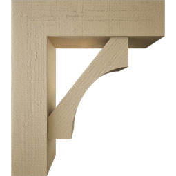Ekena Millwork - BKTUR0756X28X32WTL05RCPR - Timberthane Faux Wood Westlake Style Bracket w/ Offset Brace, Block Ends, 7 1/2"W x 28"D x 32"H, Primed Tan